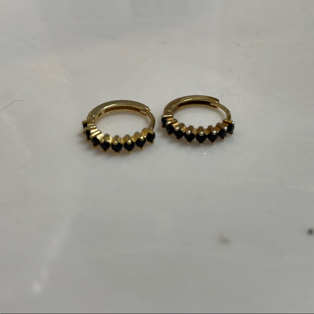Hey June Black Diamond Huggie Hoop Earrings
